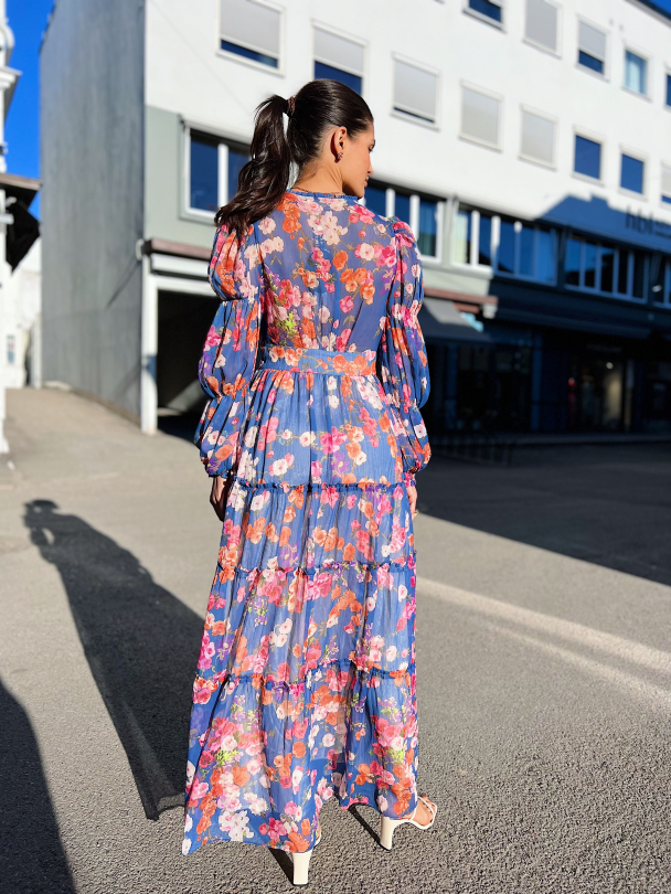 Chiffon Maxi Dress - Blue Poppy  - Image 5