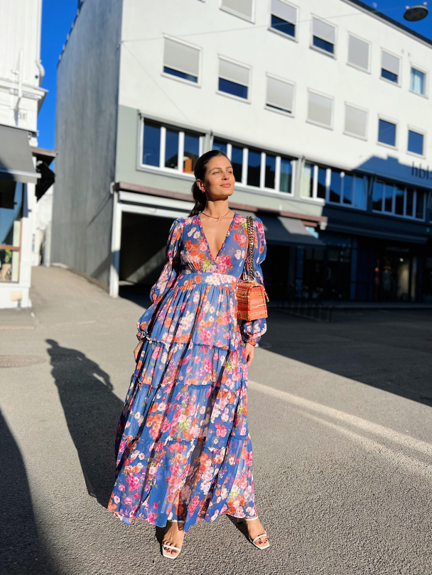 Chiffon Maxi Dress - Blue Poppy  - Image 6