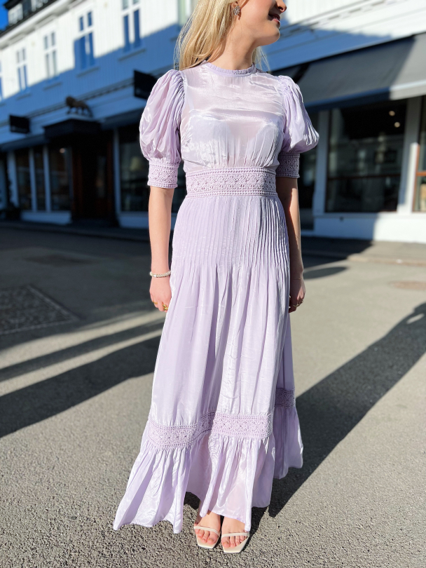 Satin Embroidery Dress - Lilac  - Image 1