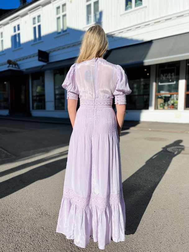 Satin Embroidery Dress - Lilac  - Image 6
