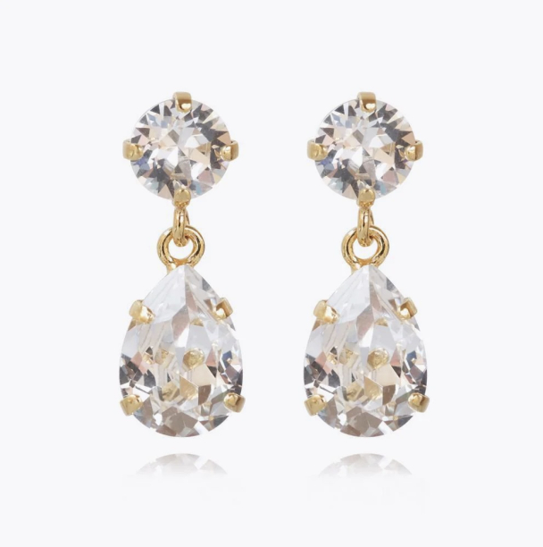 Mini Drop Earrings - Gold Crystal  - Image 1