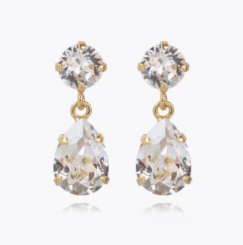 Mini Drop Earrings - Gold Crystal 