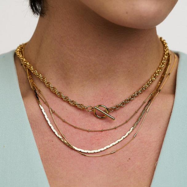 ORELIA Satellite&Link 3-Row Necklace - Image 3