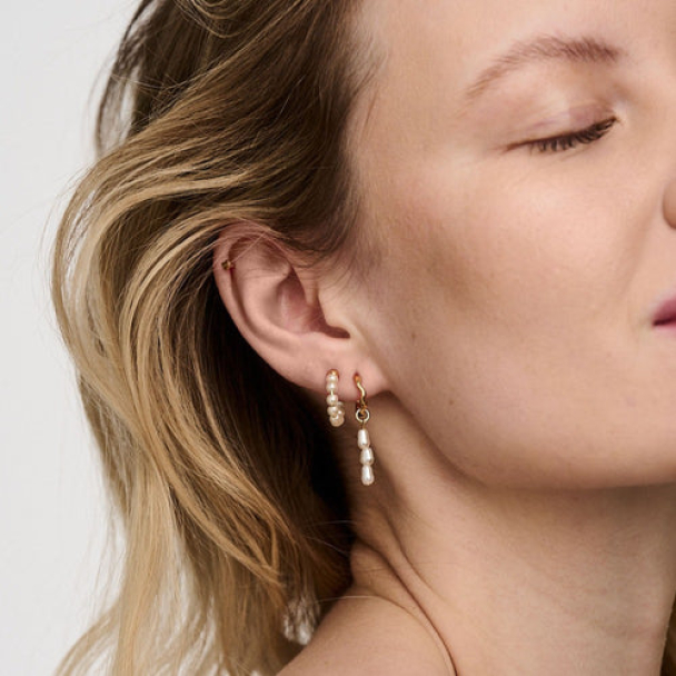 ORELIA Pearl Drop Hoops - Image 2