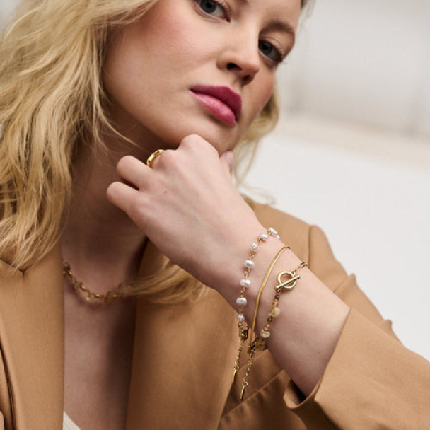 ORELIA Snake Chain & Pearl Bracelet - Image 2