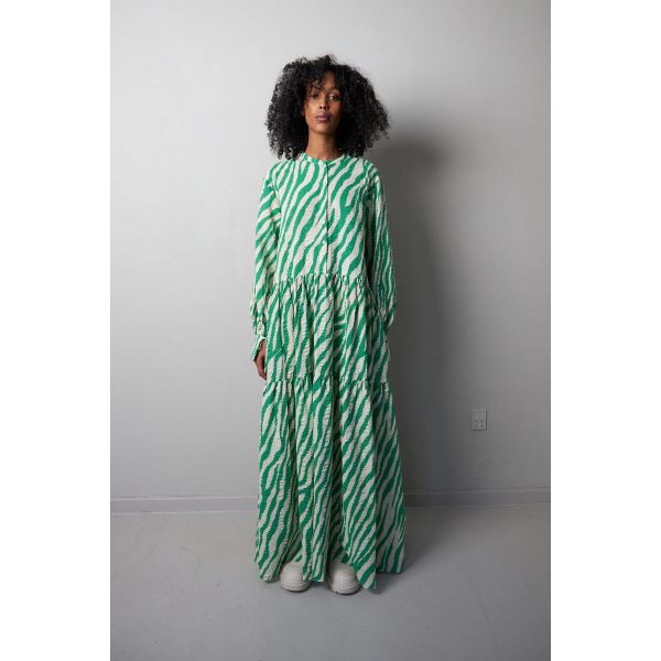 Isolda Dress - Green/Creme