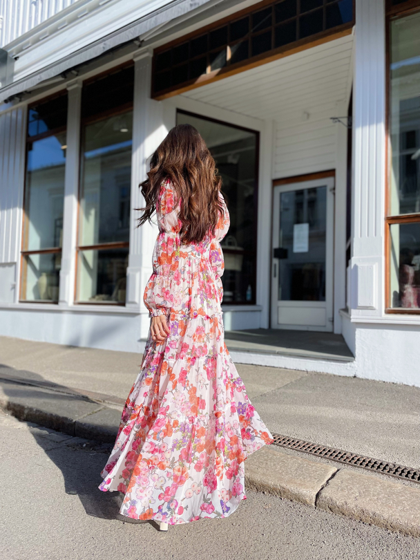 Chiffon Maxi Dress - Off White Poppy  - Image 4
