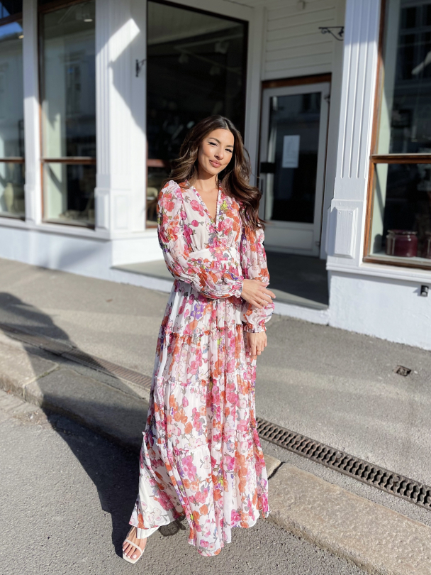 Chiffon Maxi Dress - Off White Poppy  - Image 5