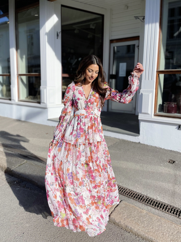 Chiffon Maxi Dress - Off White Poppy  - Image 6