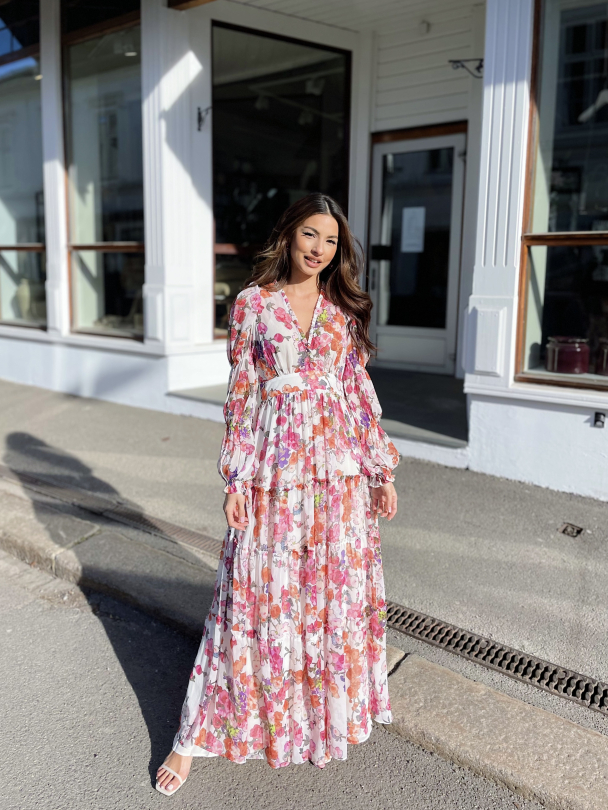 Chiffon Maxi Dress - Off White Poppy  - Image 7