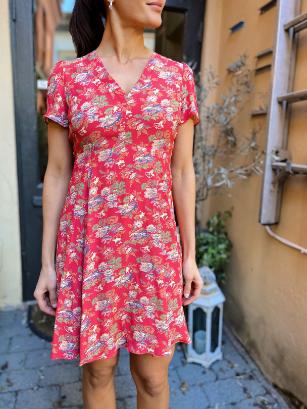 Spring 50s Dress - Red Flora  - Image 1