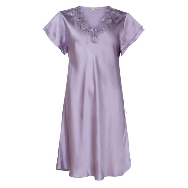 Lady Avenue Pure Silk Nightgown w. Lace S/S