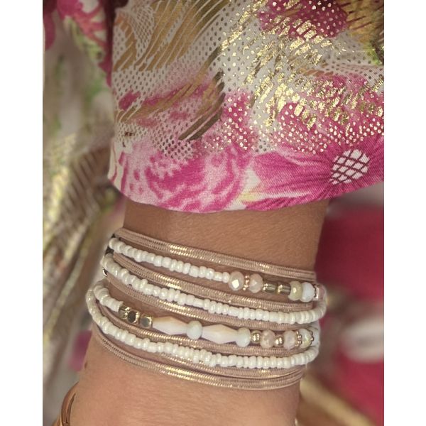Armbånd beige og hvitt