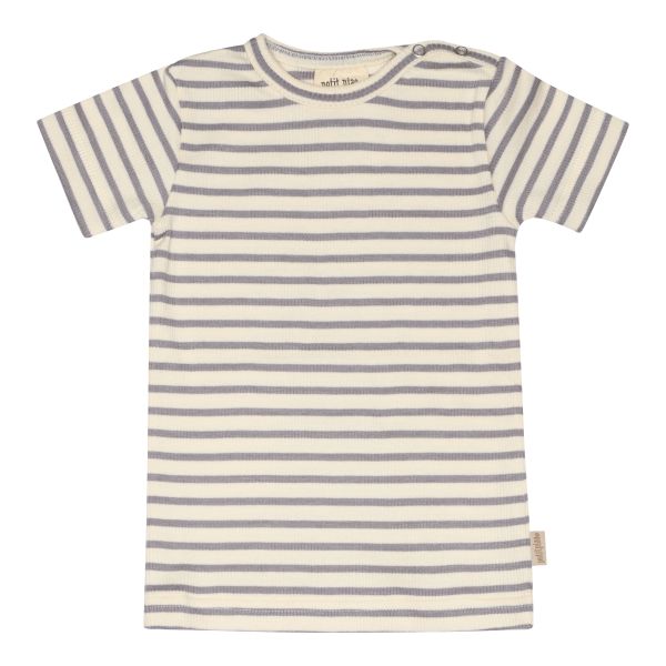 Petit Piao - T-skjorte Modal Striped, Dusty Lavender/Offwhite