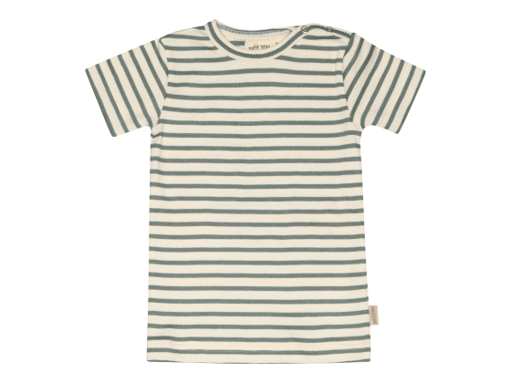 Petit Piao - T-skjorte Modal Striped, Light Petrol/Offwhite