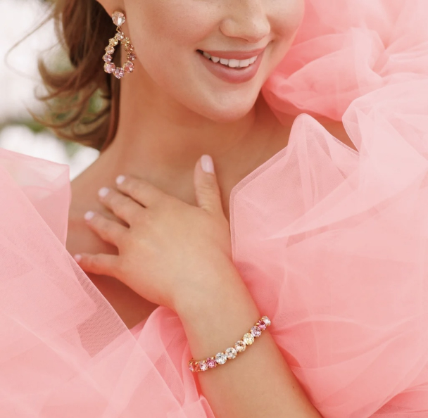 Gia Stud Bracelet Gold - Pastel Rainbow Como - Image 3