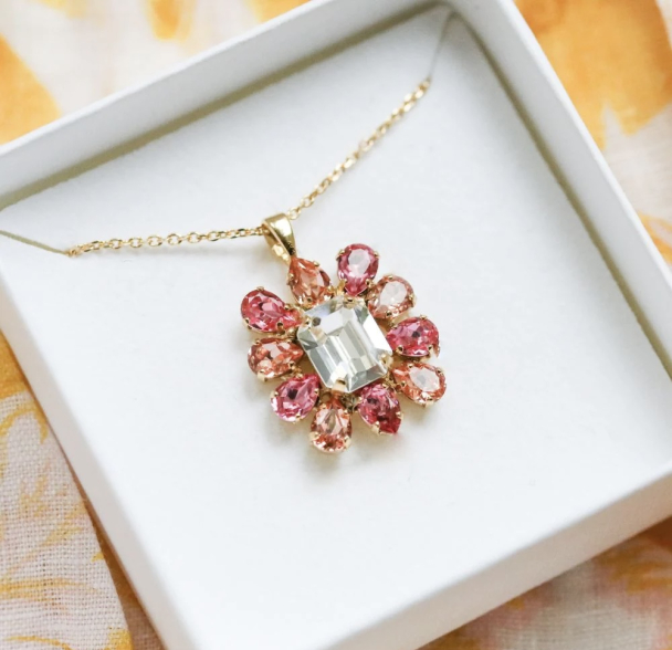 Peony Necklace Gold - Coral Combo - Image 2