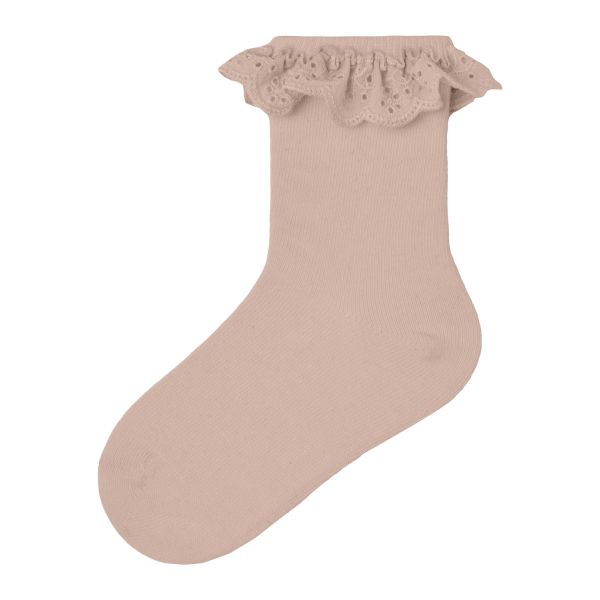 Lil' Atelier - Bomullsokk med blonde, Rose Dust