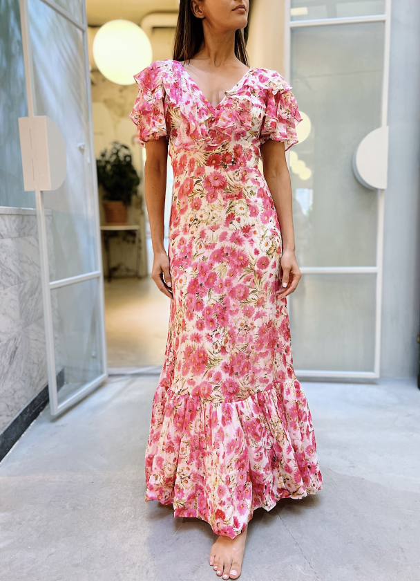 Organza Tieback Gown - Pink Daisy - Image 1