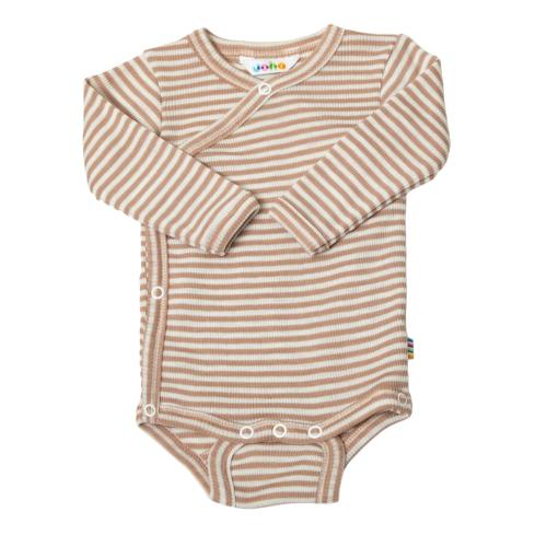 JOHA - OMSLAGSBODY ULL/SILKE STRIPER BRUN