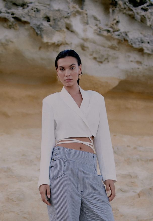 Lino Cropped Shirt - Antique White  - Image 4