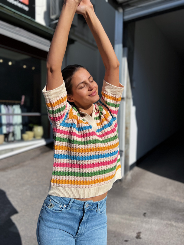 Safa 2/4 Knit Top - Birch/ Afa Strips - Image 3