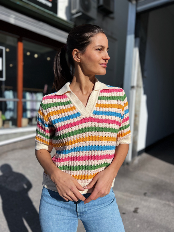 Safa 2/4 Knit Top - Birch/ Afa Strips - Image 4