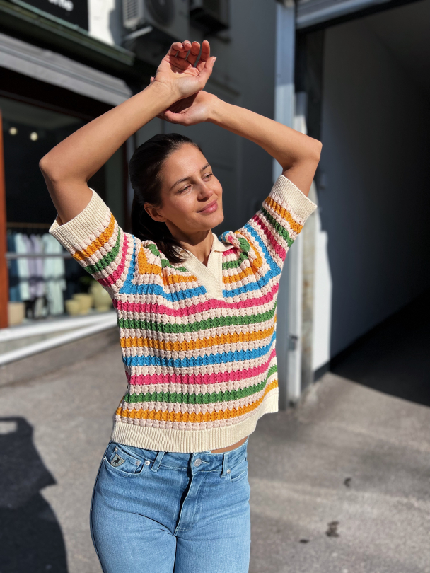 Safa 2/4 Knit Top - Birch/ Afa Strips - Image 6