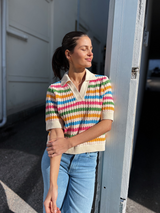 Safa 2/4 Knit Top - Birch/ Afa Strips - Image 7