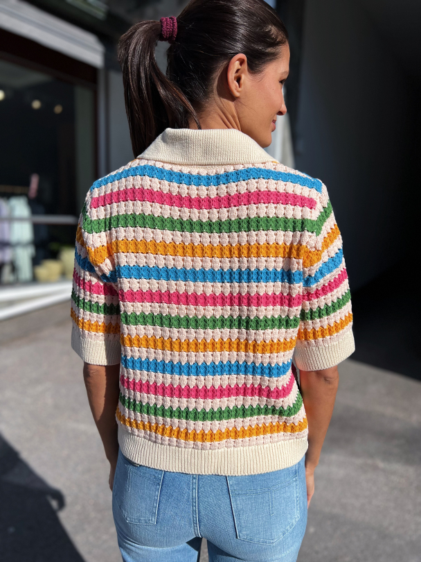 Safa 2/4 Knit Top - Birch/ Afa Strips - Image 8