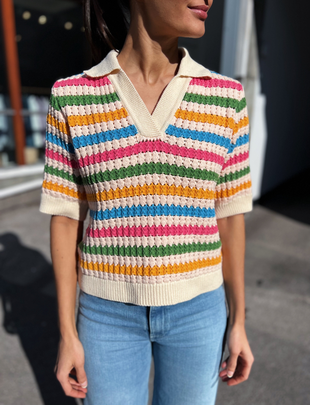 Safa 2/4 Knit Top - Birch/ Afa Strips - Image 1