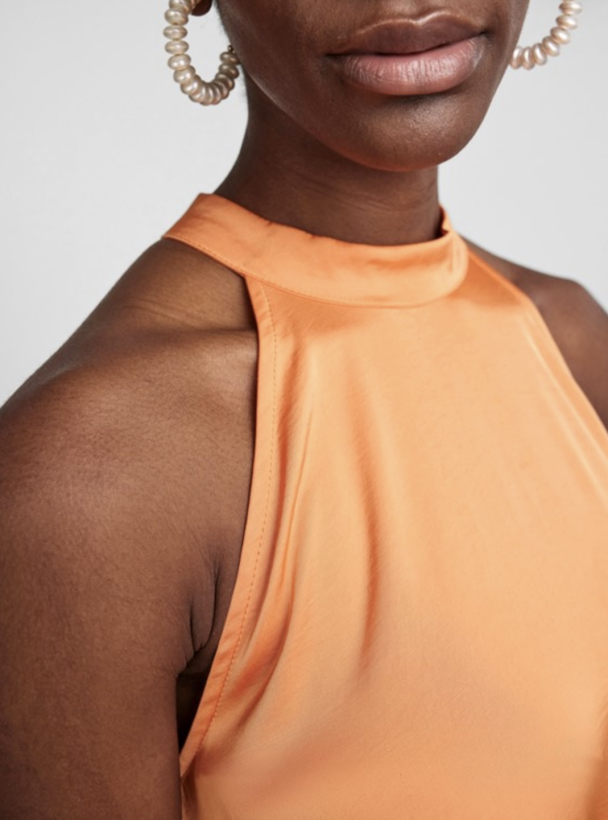 Eleanor Halterneck Long Dress - Celosia Orange - Image 2