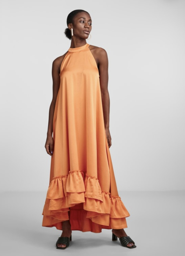 Eleanor Halterneck Long Dress - Celosia Orange - Image 3
