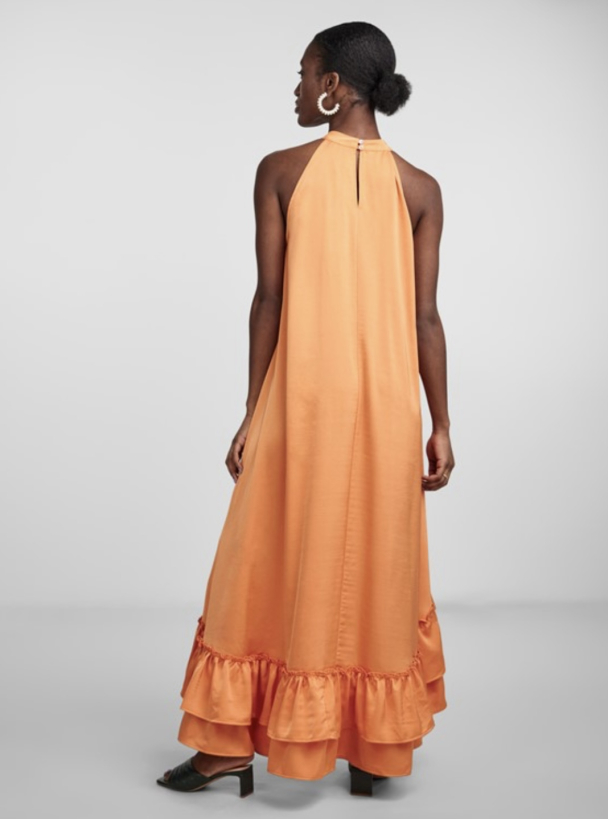 Eleanor Halterneck Long Dress - Celosia Orange - Image 4