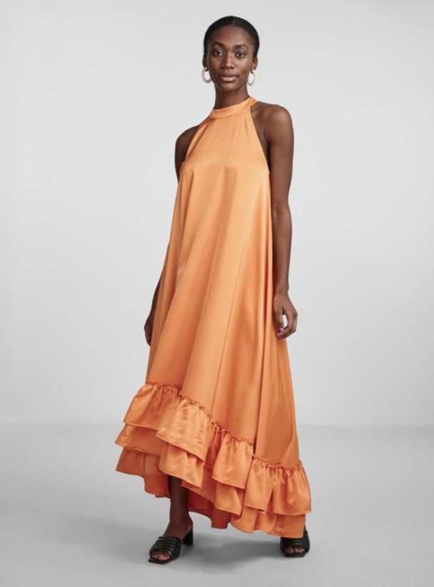 Eleanor Halterneck Long Dress - Celosia Orange - Image 5