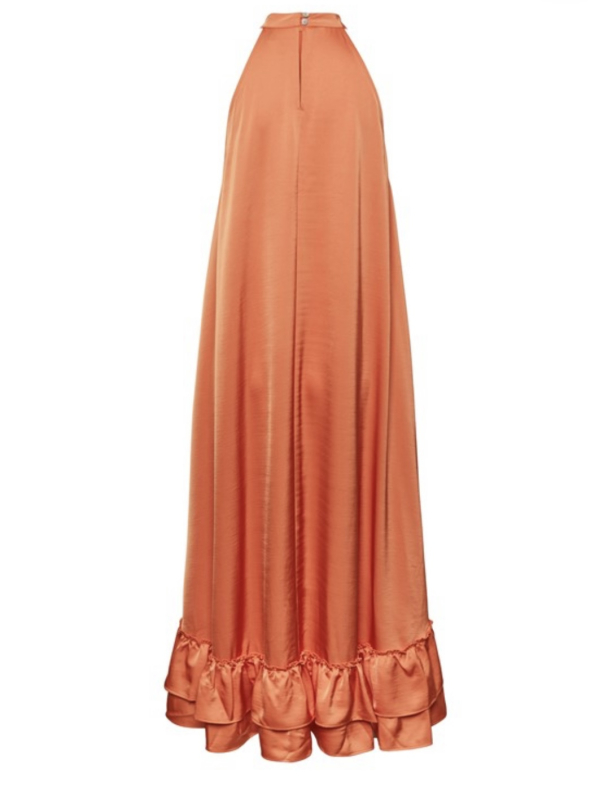 Eleanor Halterneck Long Dress - Celosia Orange - Image 6