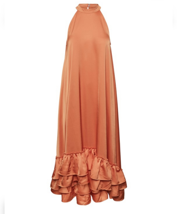 Eleanor Halterneck Long Dress - Celosia Orange - Image 1
