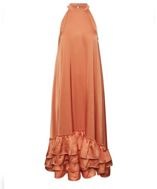 Eleanor Halterneck Long Dress - Celosia Orange