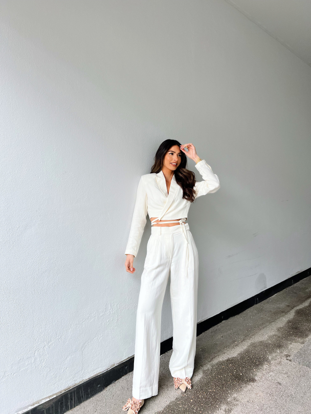 Lino Cropped Shirt - Antique White  - Image 7