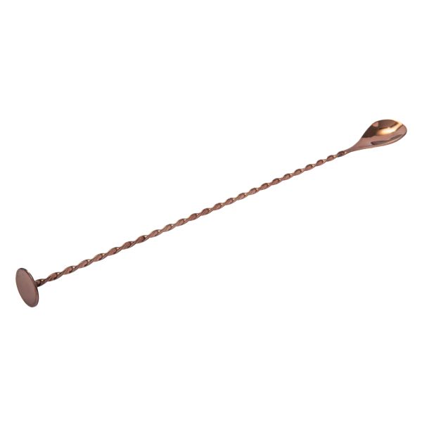 Cocktailskje vridd med muddler 400mm kobber rustfritt stål