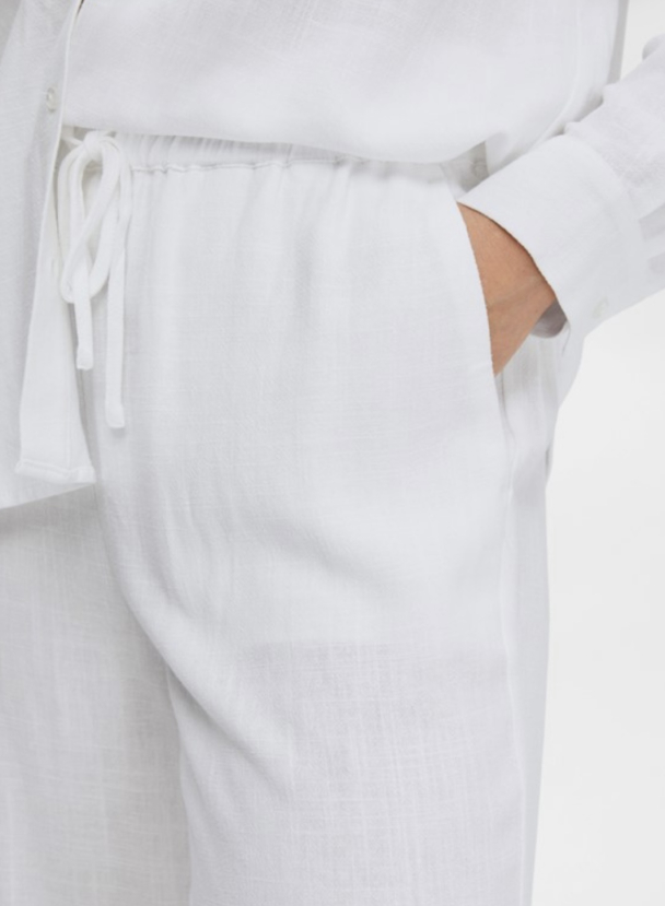 Viva - Gulia Long Linen Pant - Bright White  - Image 2