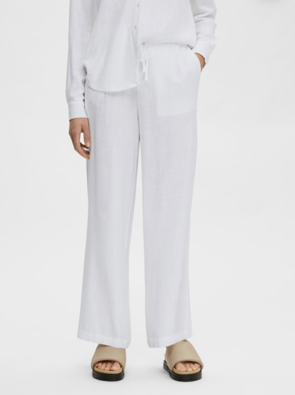 Viva - Gulia Long Linen Pant - Bright White  - Image 6
