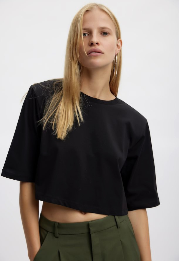 Jory Cropped Tee - Black  - Image 5