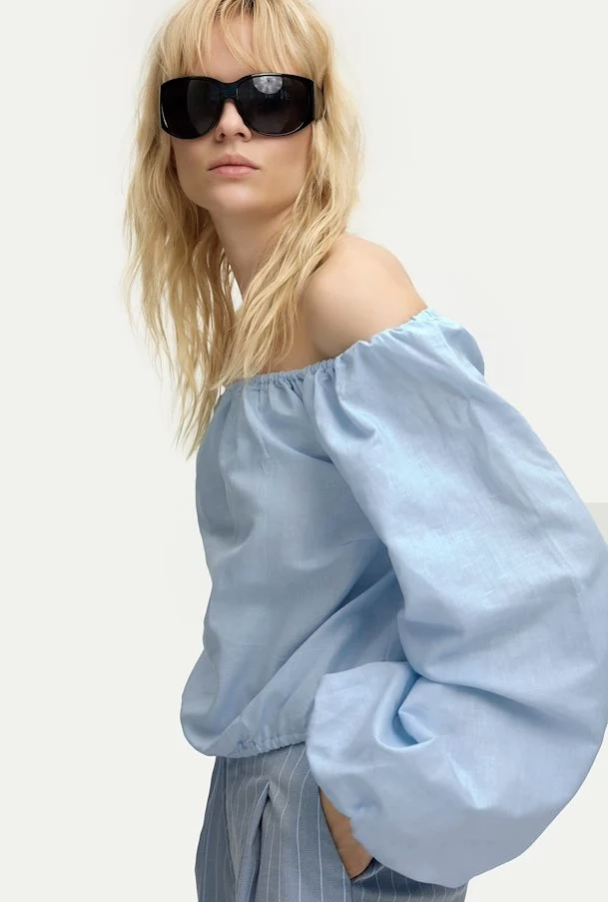 Lolian Off Shulder Blouse - Clear Sky - Image 3