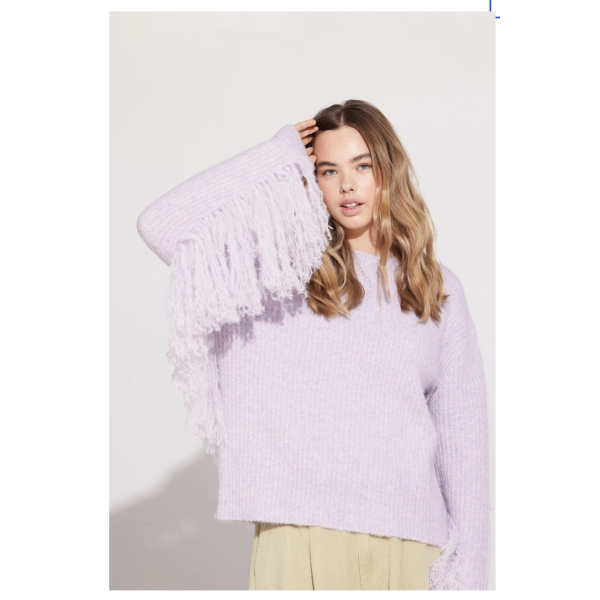 Runde Fringe Sweater | Runde Fringe Sweater i Lilac fra ILAG