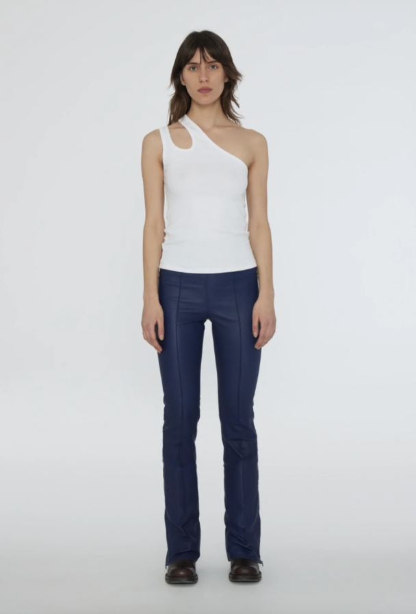 Stretch Leather Bootcut Zip Pants - Image 1