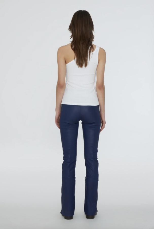 Stretch Leather Bootcut Zip Pants - Image 4