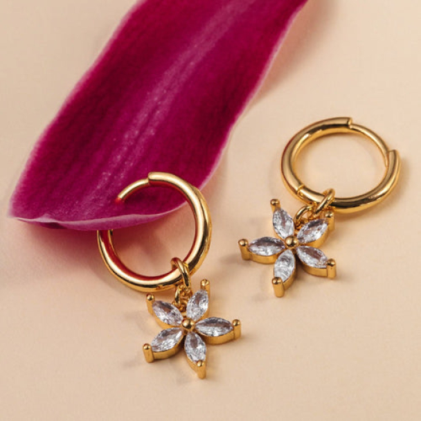 ORELIA Crystal Flower Earring - Image 3