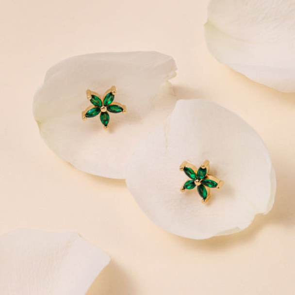 ORELIA Crystal Flower Studs - Image 3