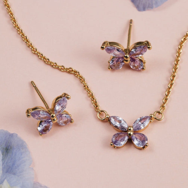 ORELIA Crystal Butterfly Studs - Image 3